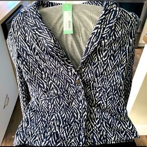 Abstract knit blazer in navy blue and white! Size S. New with tags, never worn!